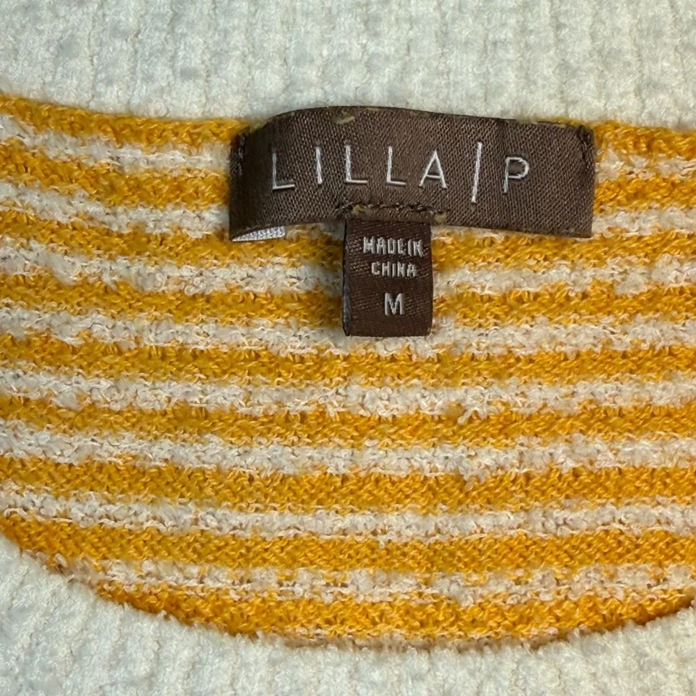 Lilla P Crew Neck Striped Knit Short Sleeve Sweater Size M